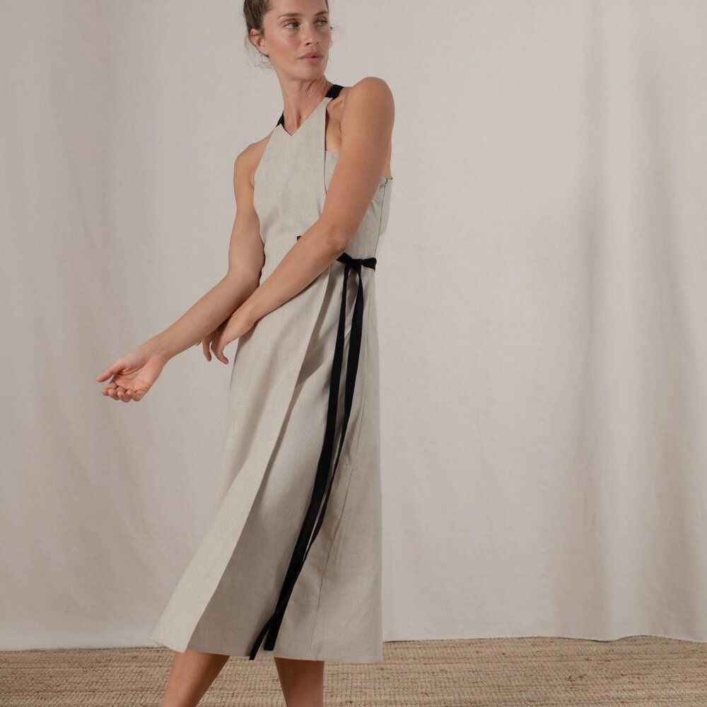 Luxmii Zulu Wrap Linen Dress NWT